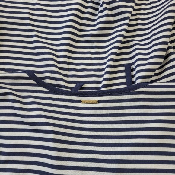 Michael Kors Woman’s Navy Blue white stripes lace up neckline tunic tee shirt 1X - Picture 10 of 11